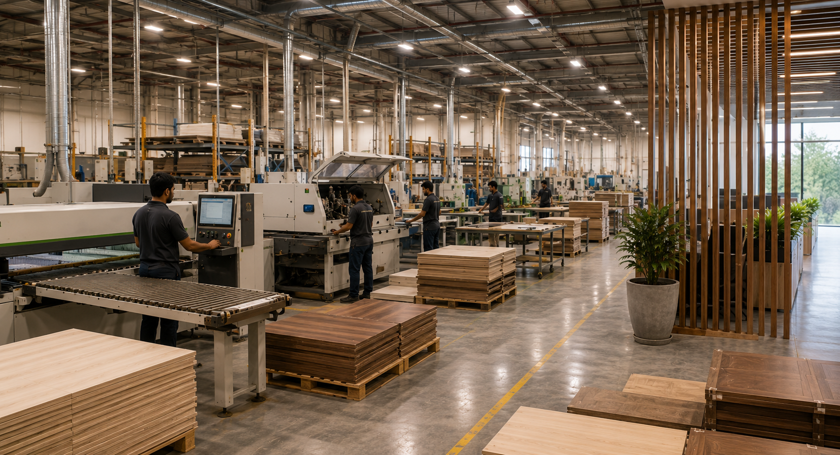 AimsGreen Decor Noida manufacturing unit and machinery floor